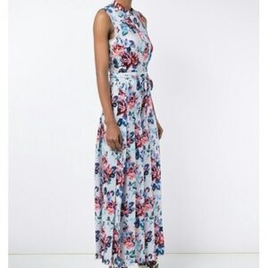 Mary Katrantzou Designer Silk Violet Floral Printed Maxi Dress 6